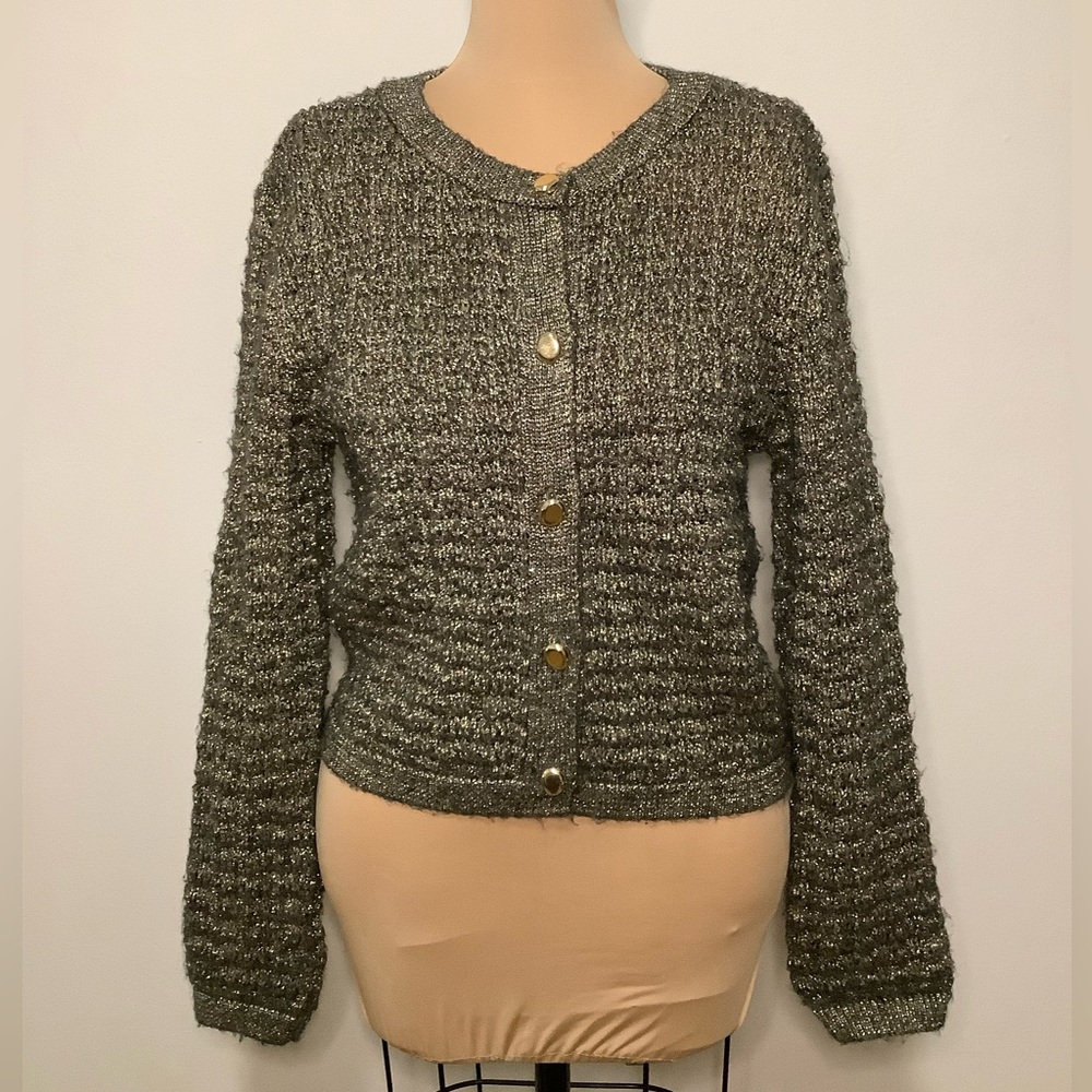 H&M Metallic Gray Button-Up Cardigan